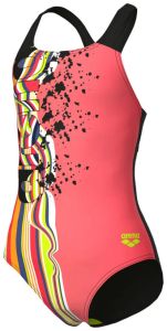 Купальник закритий для дівчат Arena PALETTE SWIMSUIT SWIM PRO BACK кораловий, чорний Діт