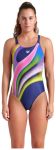 Купальник закритий для жінок Arena WATER FLUIDS SWIMSUIT SWIM PRO темно-синій, рожевий, салатовий Жі