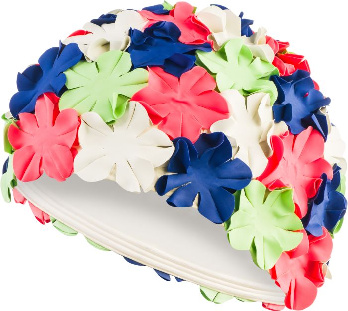 Шапочка для плавання Aqua Speed BLOOM 5704 білий, зелений, рожевий, темно-синій Жін OSFM