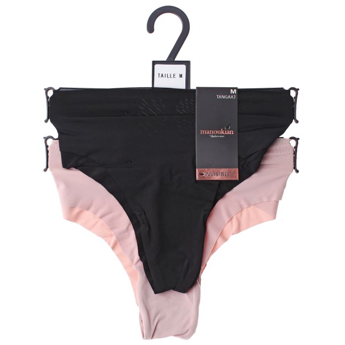Труси Manoukian TANGA-X2-FEMME чорний, бежевий Жін L
