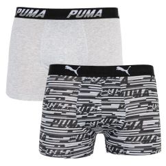Труси-боксери Puma LOGO AOP BOXER 2P сірий, білий, чорний Чол L
