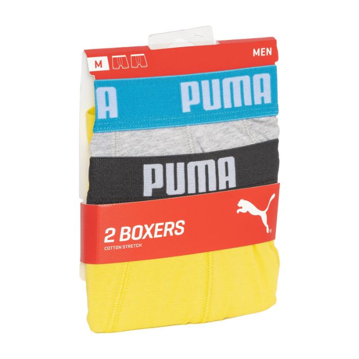 Труси-боксери Puma BASIC BOXER 2P сірий, жовтий Чол XL