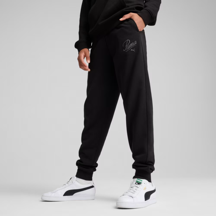 Штани спортивні підліткові ESS SCRIPT Sweatpants 68580701 Puma 128 Чорний
