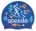 Шапочка для плавання Speedo SLOGAN PRT CAP JU/JF/JM синій, білий Діт OSFM