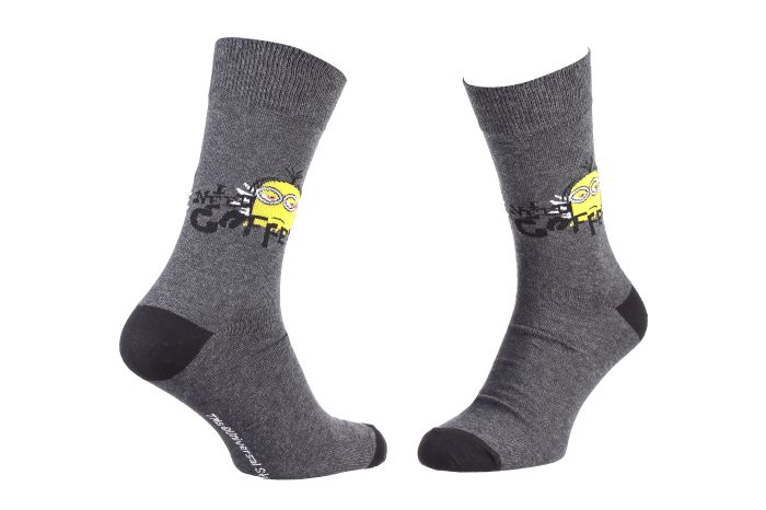 Шкарпетки Minion NEED COFFEE світло-сірий Діт 39-42