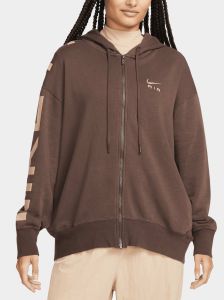 Толстовка жіноча Nike Sportswear Air Fleece Oversized Full-Zip Hoodie Brown