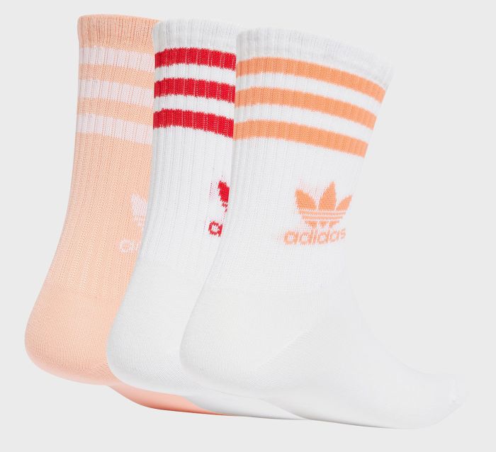 Шкарпетки Adidas CREW SOCK 3STR білий, рожевий, червоний Жін M (40-42)