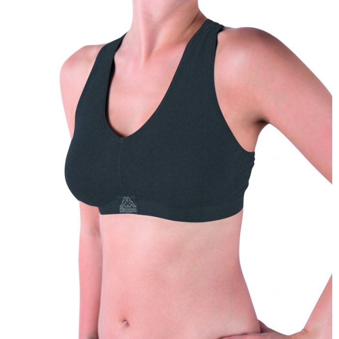 Топ спорт Kappa Reggiseno Sporty c/etichetta logo антрацит Жін L/XL